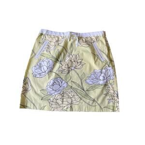 ANN TAYLOR THE LOFT floral skirt front pockets drawstring waist womens 8
